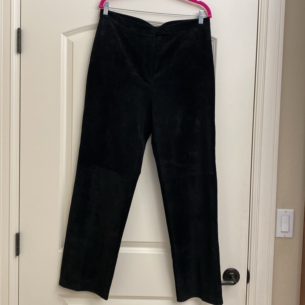 VTG Brandon Thomas Suede leather pants Womens plus Sz 14 black high waist Retro